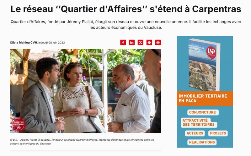 Quartier d'Affaires dans Vaucluse Hebdo